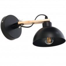 Απλίκα Τοίχου 1xE27 230V Μαύρη Μέταλλο με Ξύλο 43384-BL